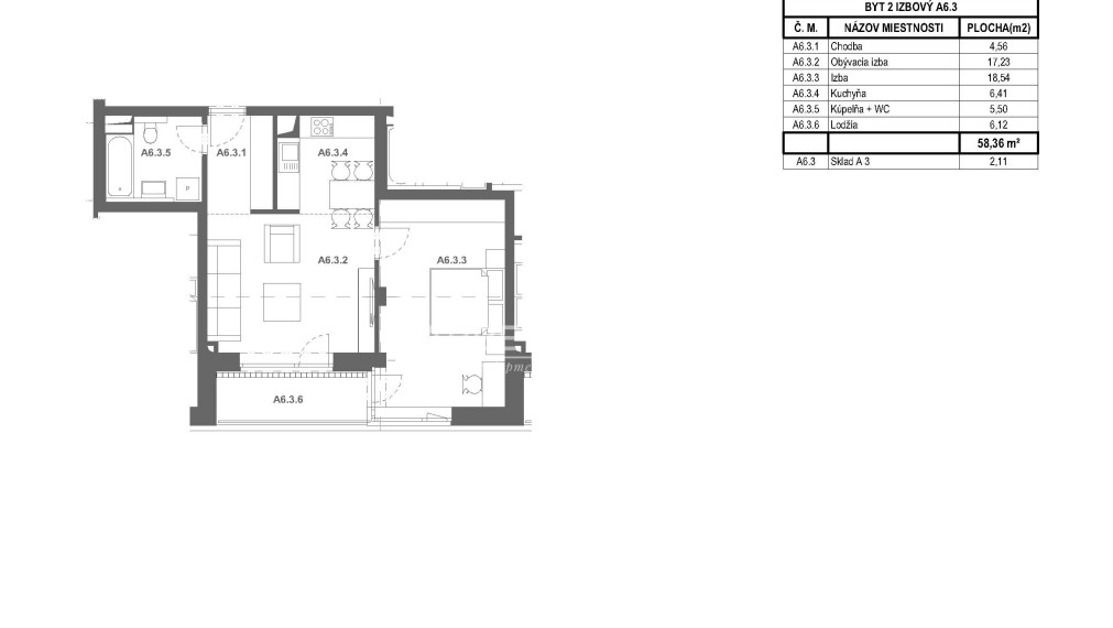 Moderný 2-izbový byt v novostavbe WEST III.etapa Bytový dom L A.2.3 s terasou