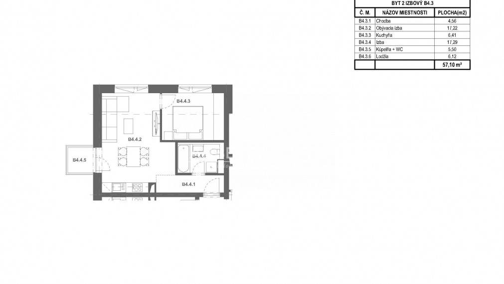 NOVOSTAVBA 2-izbový byt v komplexe WEST - Galanta B.4.4 Bytový dom L