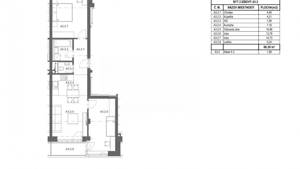 Moderný 3-izbový byt v novostavbe WEST IV.etapa Bytový dom M A.3.2
