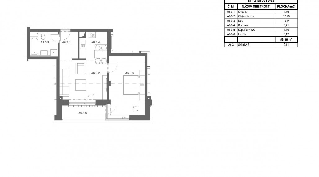 Moderný 2-izbový byt v novostavbe WEST III.etapa Bytový dom L A.2.3 s terasou